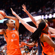 Alyssa Thomas, No. 25, of the Connecticut Sun is defended by the Washington Mystics in the fourth quarter of Game 3 of the WNBA Finals at Mohegan Sun Arena on October 6, 2019 in Uncasville, Connecticut.